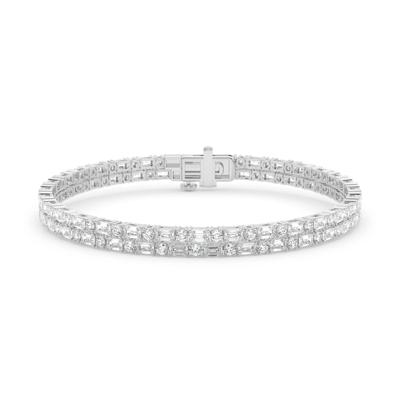 Lab Grown Diamond Alternating Round & Emerald-Cut Tennis Bracelet in 14K White Gold (7 ct. tw.)