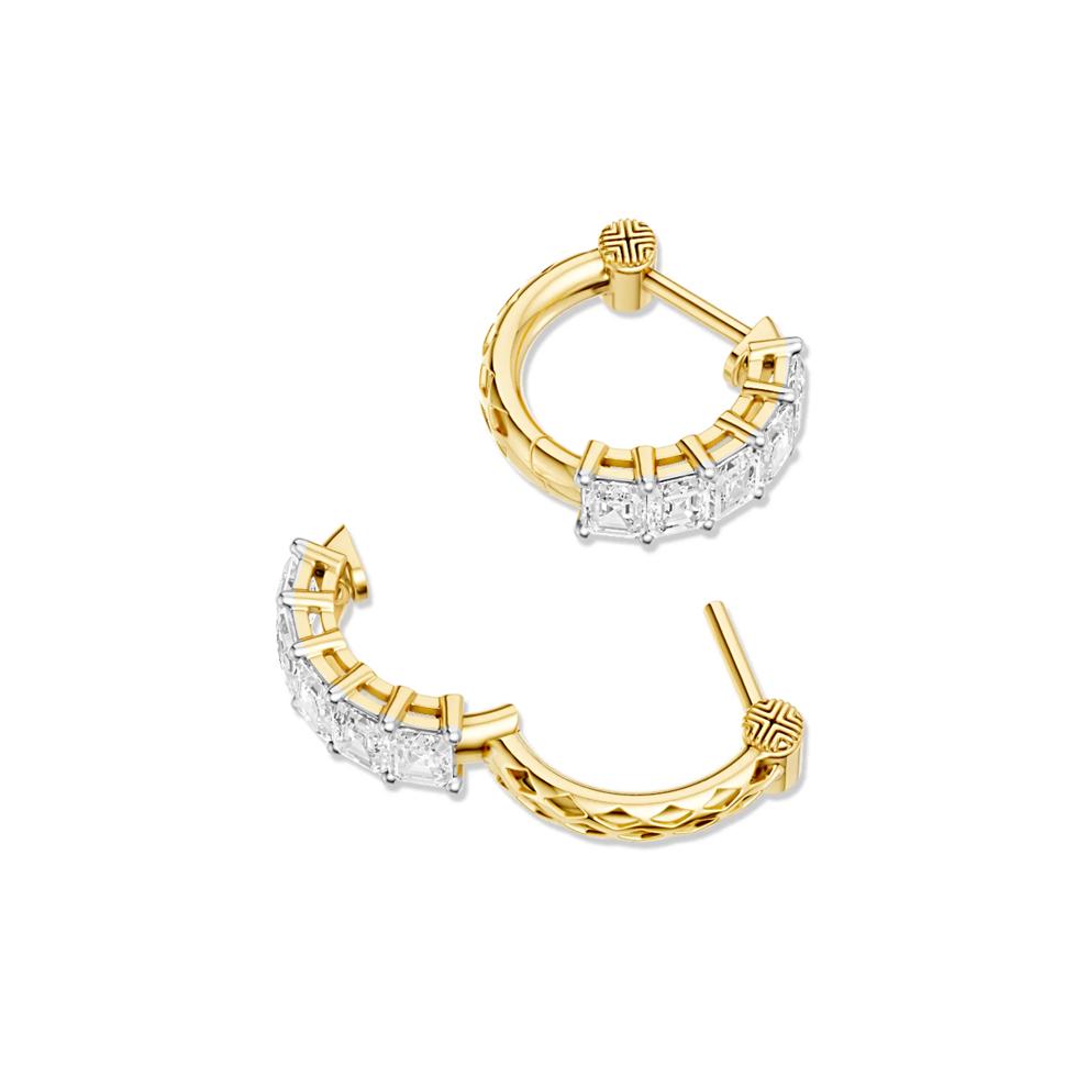 Lab Grown Diamond Emerald-Cut Hoop Earrings in 10K Yellow Gold (2 ct. tw.) – Image 2 of 2