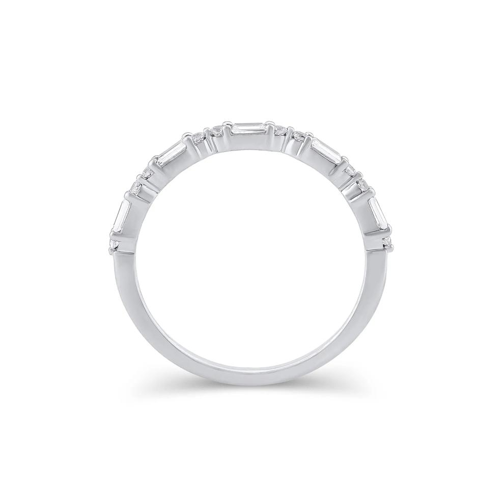 Lab Grown Diamond Round &amp; Baguette Anniversary Band in 10K White Gold (1/4 ct. tw.) – Image 2 of 3