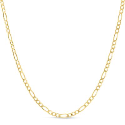 Solid Figaro Chain in 14K Yellow Gold, 3.8MM