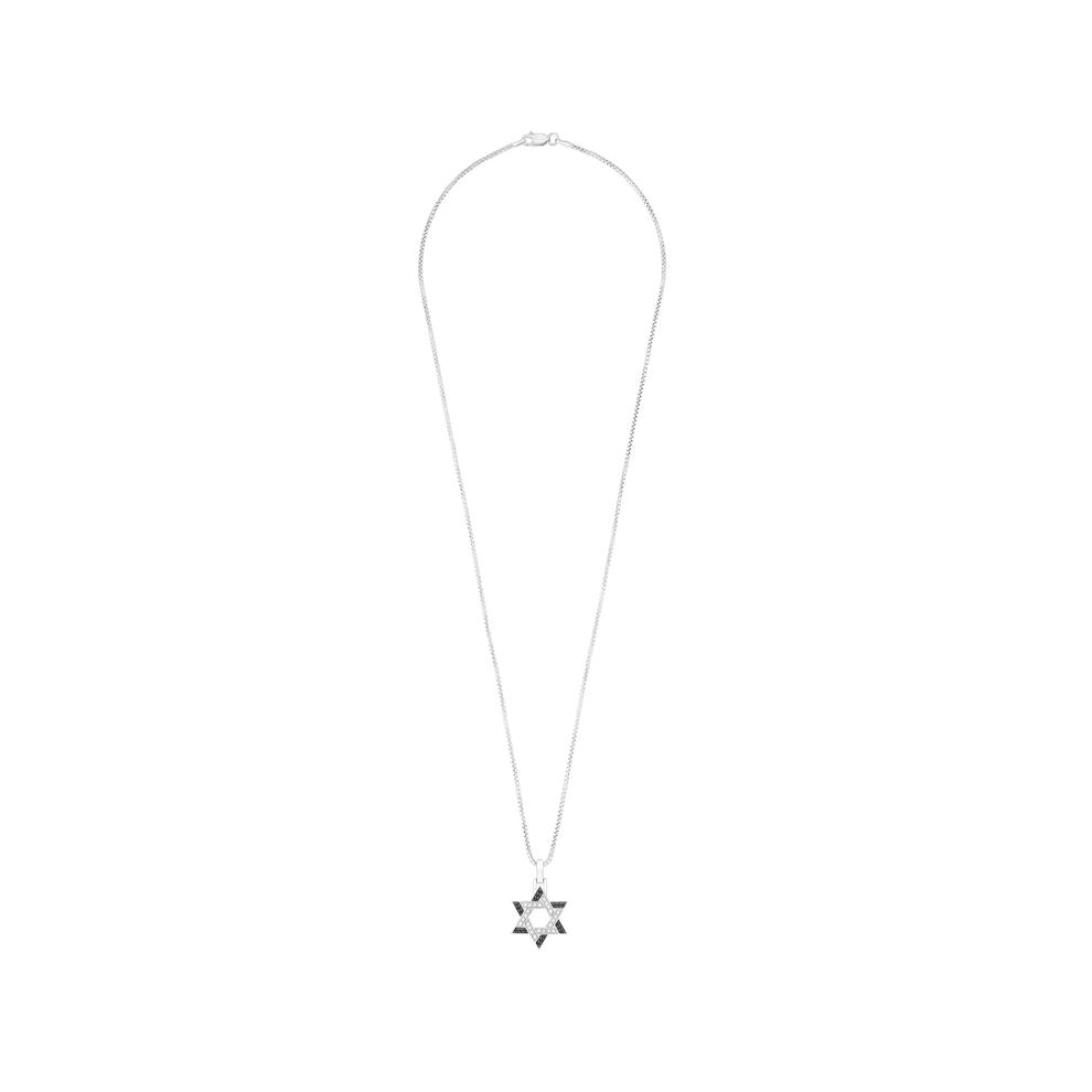 Men's Black &amp; White Diamond Star of David Pendant Necklace in Sterling Silver (3/8 ct. tw.) – Image 3 of 4