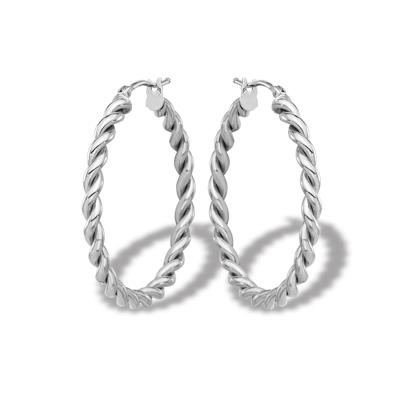 Twisted Hoop Earrings in 14K White Gold, 31x30mm