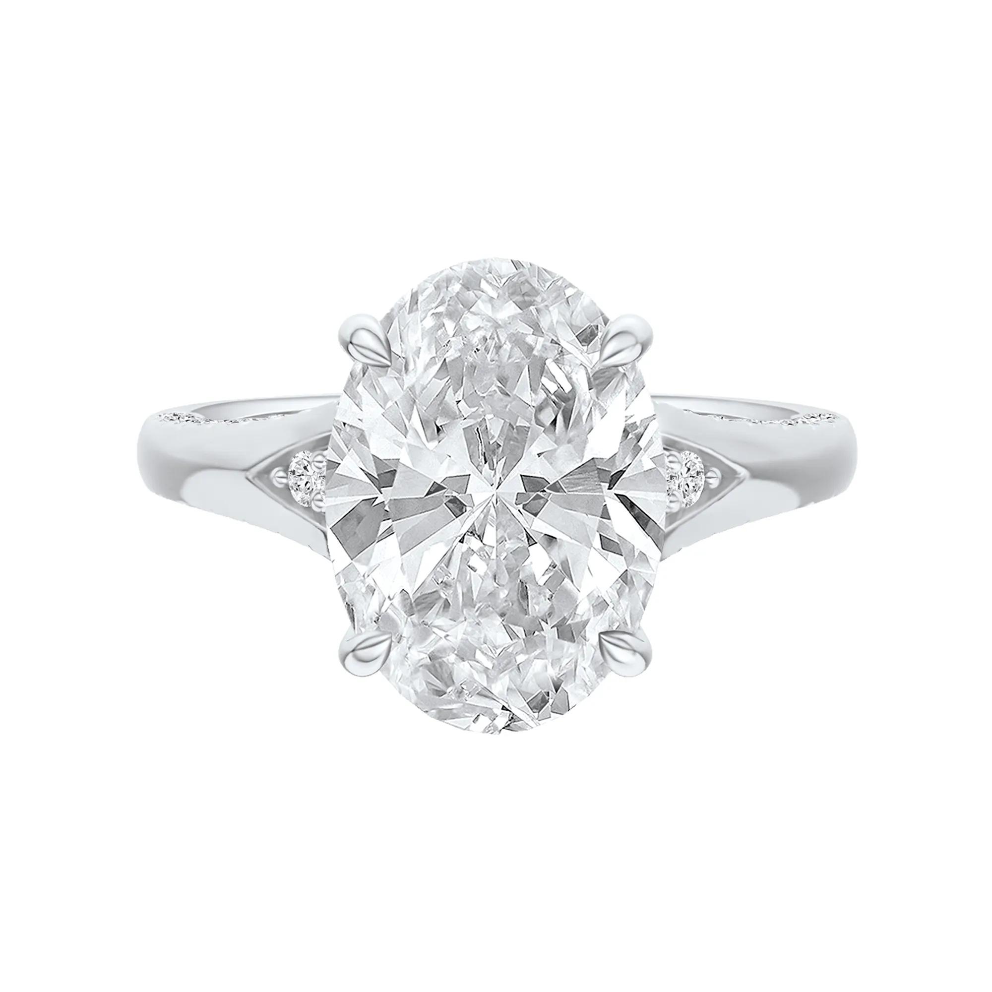 Lab Grown Diamond Oval Center Engagement Ring in 14K White Gold