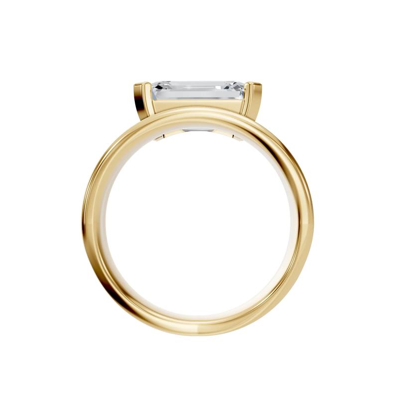 Lab Grown Diamond Emerald-Cut Wide Band Engagement Ring in 18K Yellow Gold &#40;3 ct. tw.&#41; – Image 2 of 4