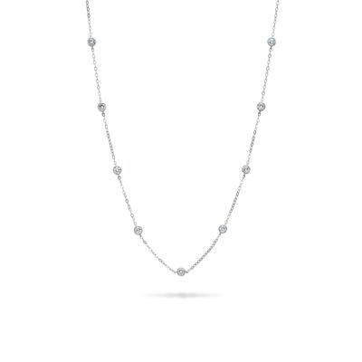 Lab Grown Diamond Bezel Station Necklace in 14K White Gold (1 ct. tw.)