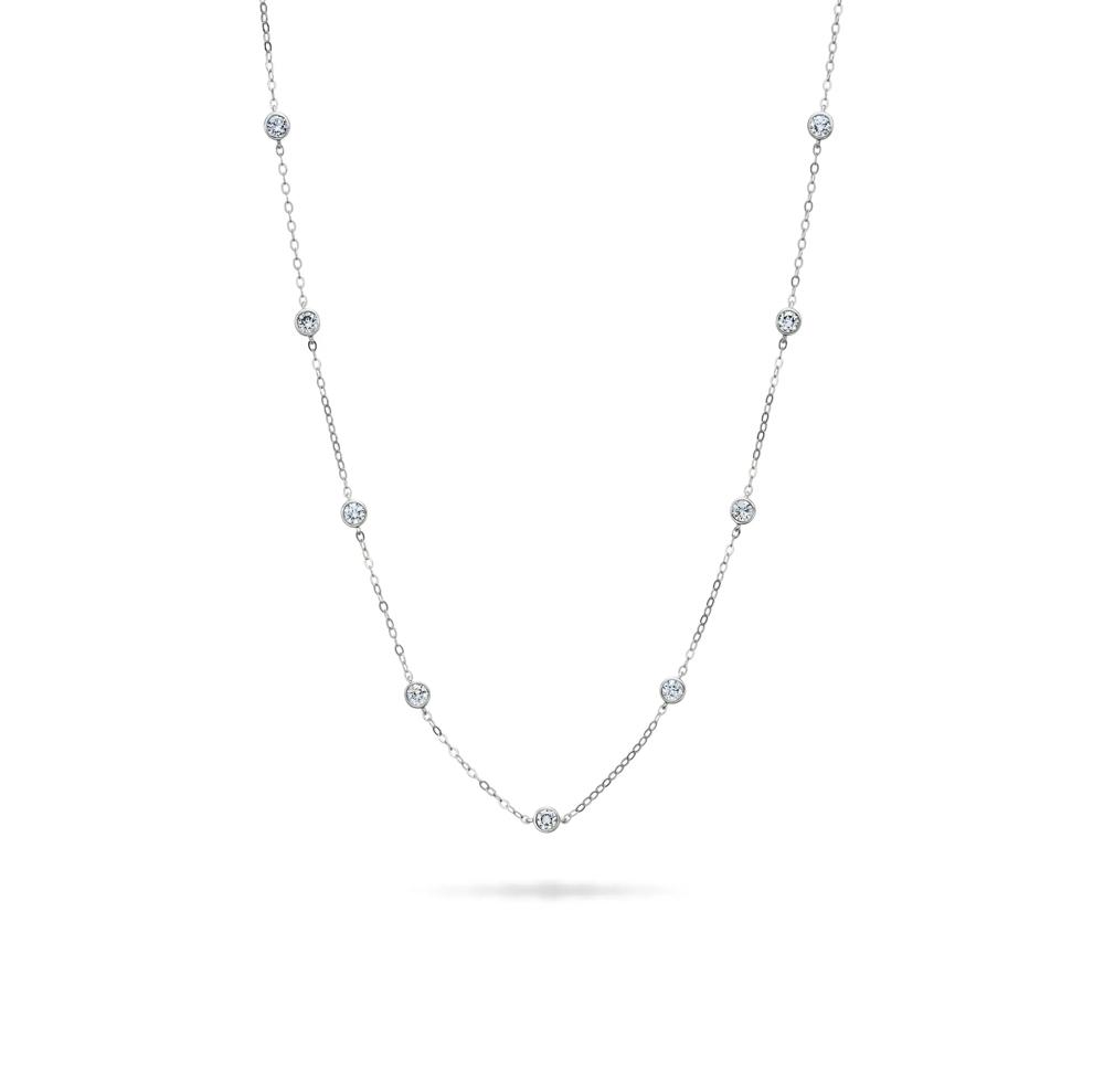 Lab Grown Diamond Bezel Station Necklace in 14K White Gold (1 ct. tw.) – Image 1 of 5