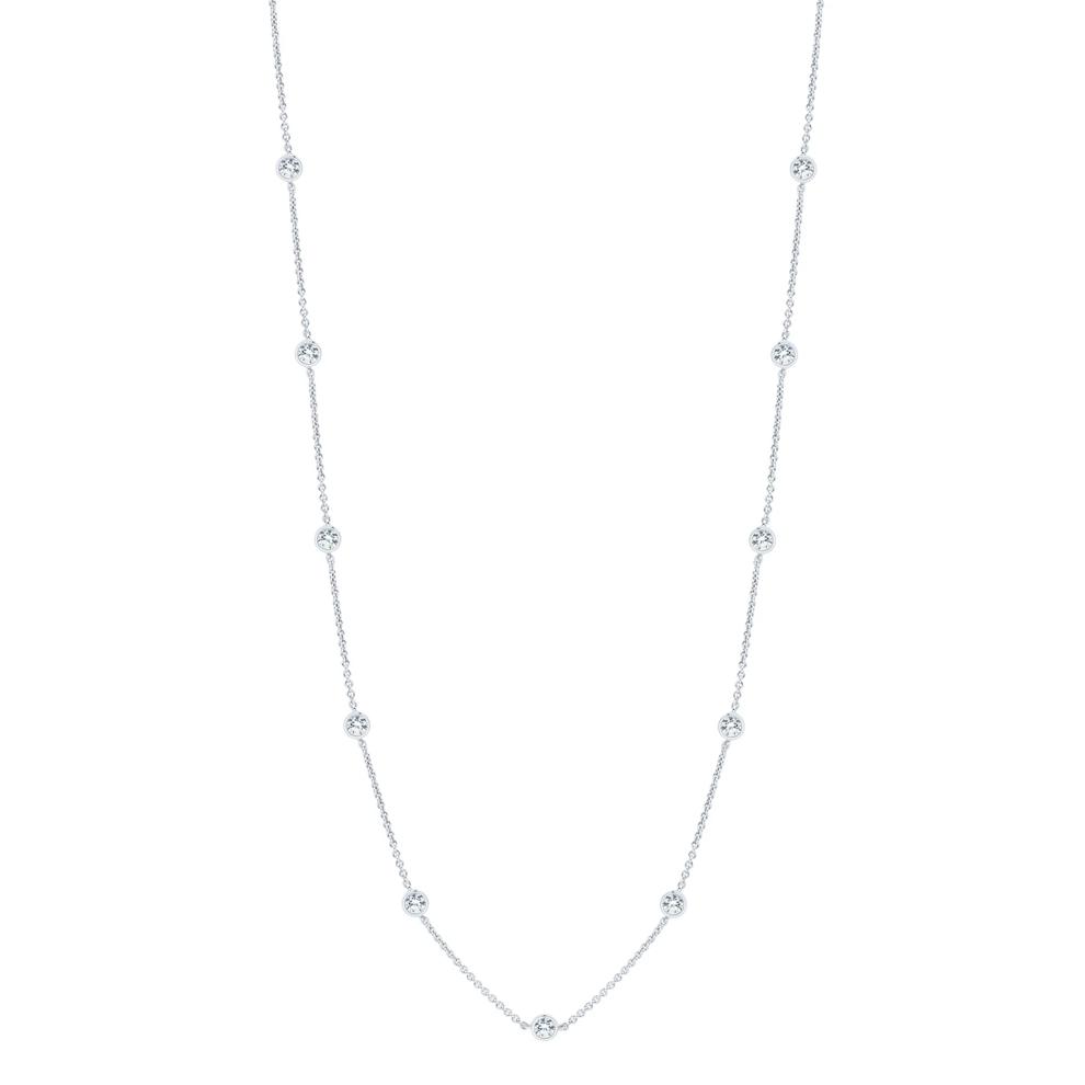Lab Grown Diamond Bezel Station Necklace in 14K White Gold (1 ct. tw.) – Image 1 of 3