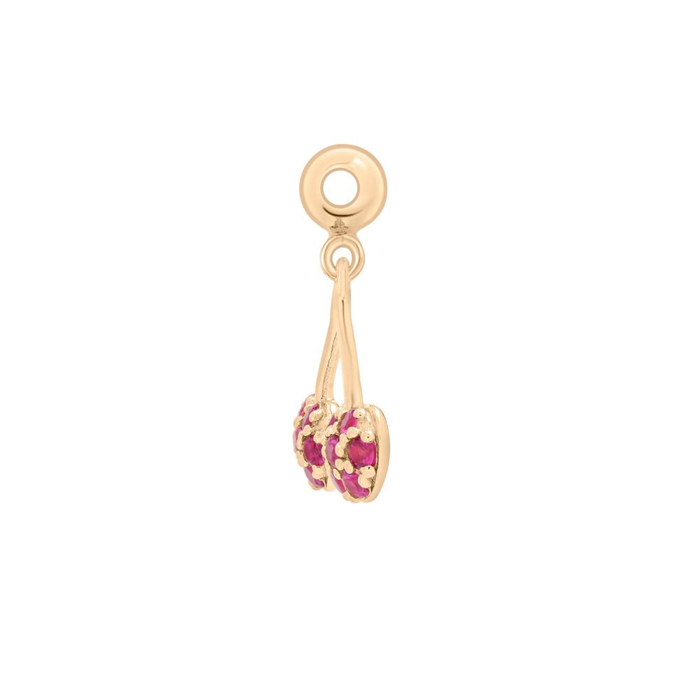 Lab-Created Ruby Cherry Bead Charm in Vermeil – Image 2 of 3