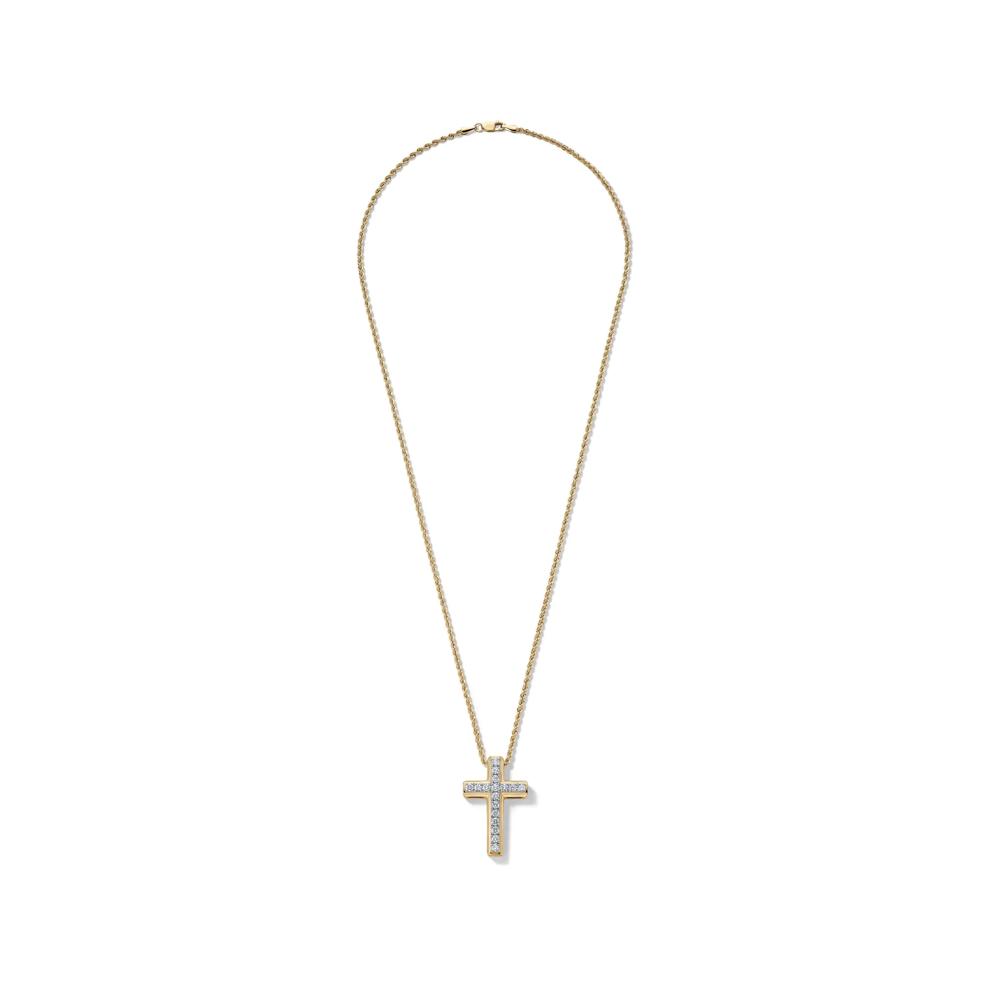 Lab Grown Diamond Cross Pendant in 10K Yellow Gold (1 ct. tw.) – Image 3 of 4