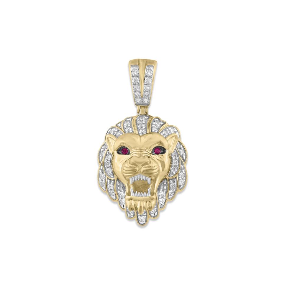Diamond &amp; Lab-Created Ruby Lion Charm in 10K Yellow Gold (1/2 ct. tw.) – Image 1 of 2