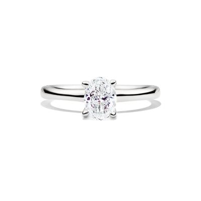 Diamond Oval Solitaire Engagement Ring in 14K Gold