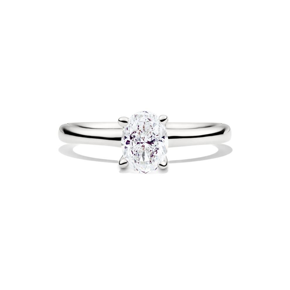 Diamond Oval Solitaire Engagement Ring in 14K White Gold (1 ct.) – Image 1 of 5