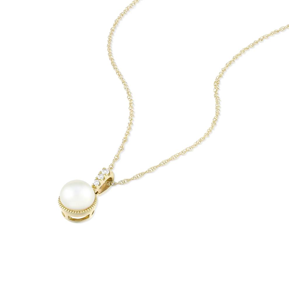 Freshwater Cultured Pearl Pendant Necklace in 10K Yellow Gold – Image 4 of 4