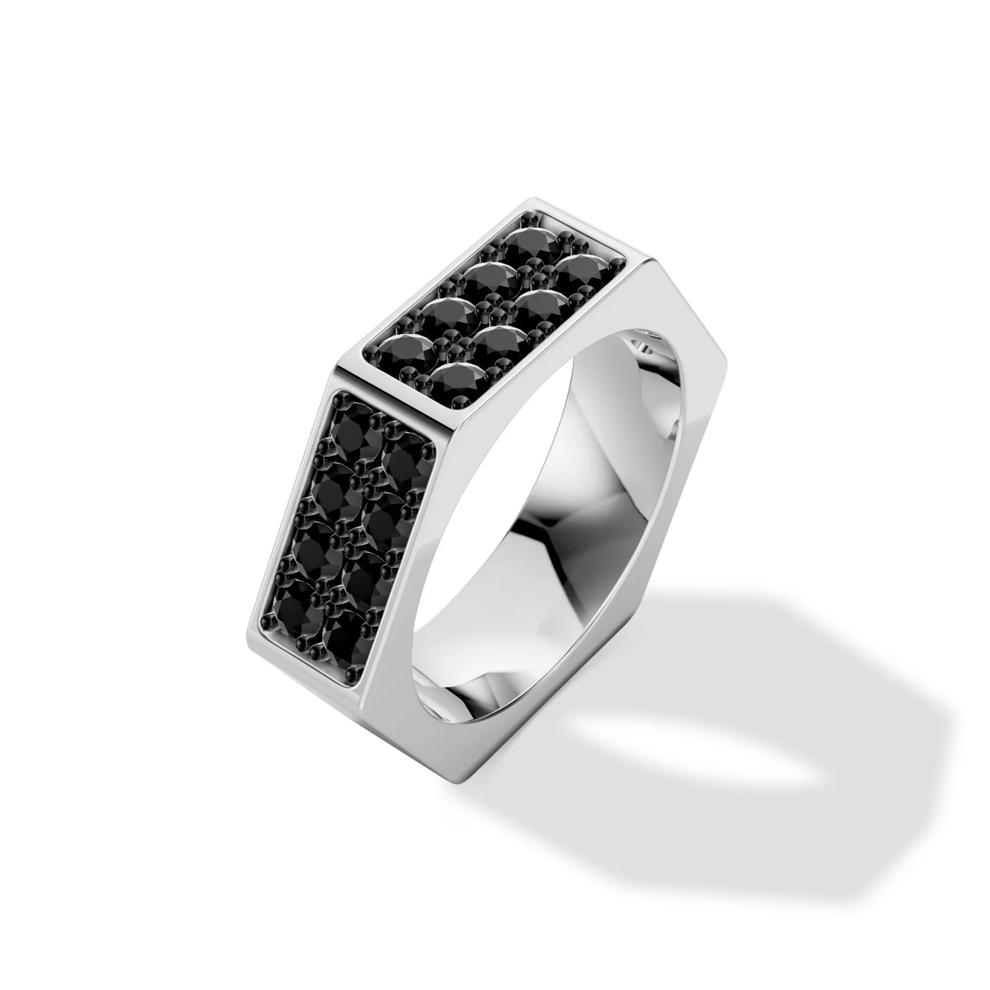Men's Black Lab Grown Diamond Hex Nut Medium Band in Sterling Silver (1 5/8 ct. tw.) – Image 4 of 4