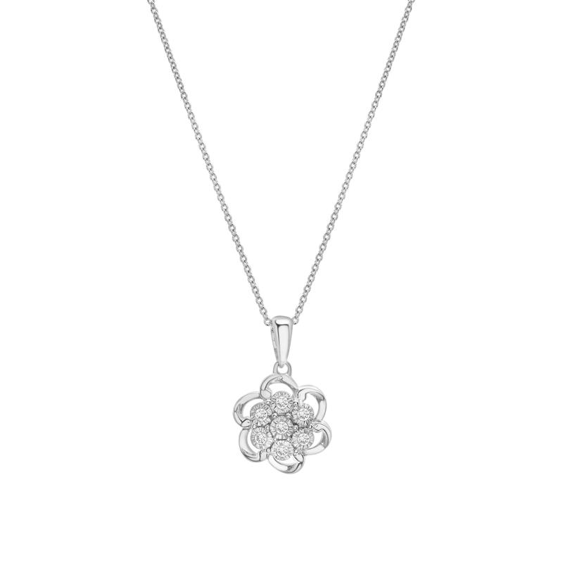 Diamond Flower Cluster Pendant &amp; Earrings Boxed Set in Sterling Silver &#40;1/4 ct. tw.&#41; – Image 3 of 6