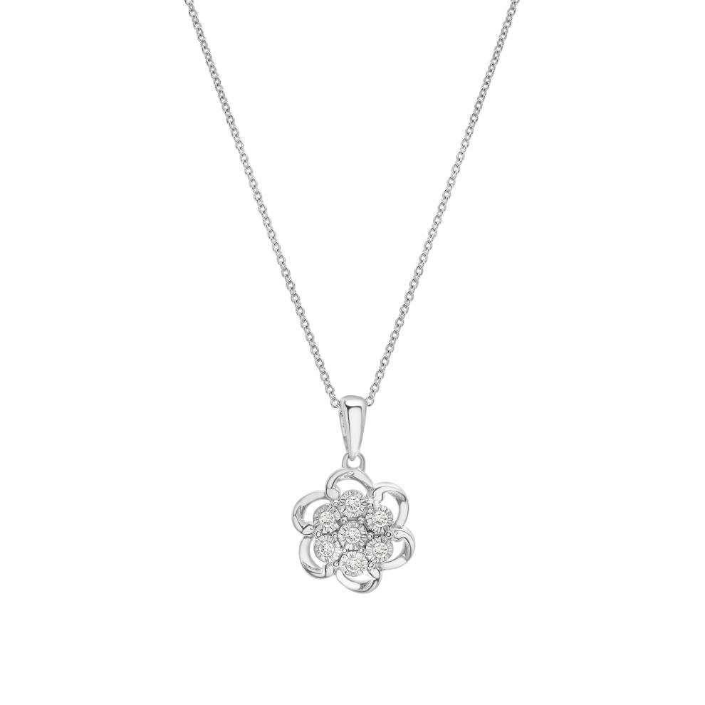 Diamond Flower Cluster Pendant &amp; Earrings Boxed Set in Sterling Silver (1/4 ct. tw.) – Image 3 of 6