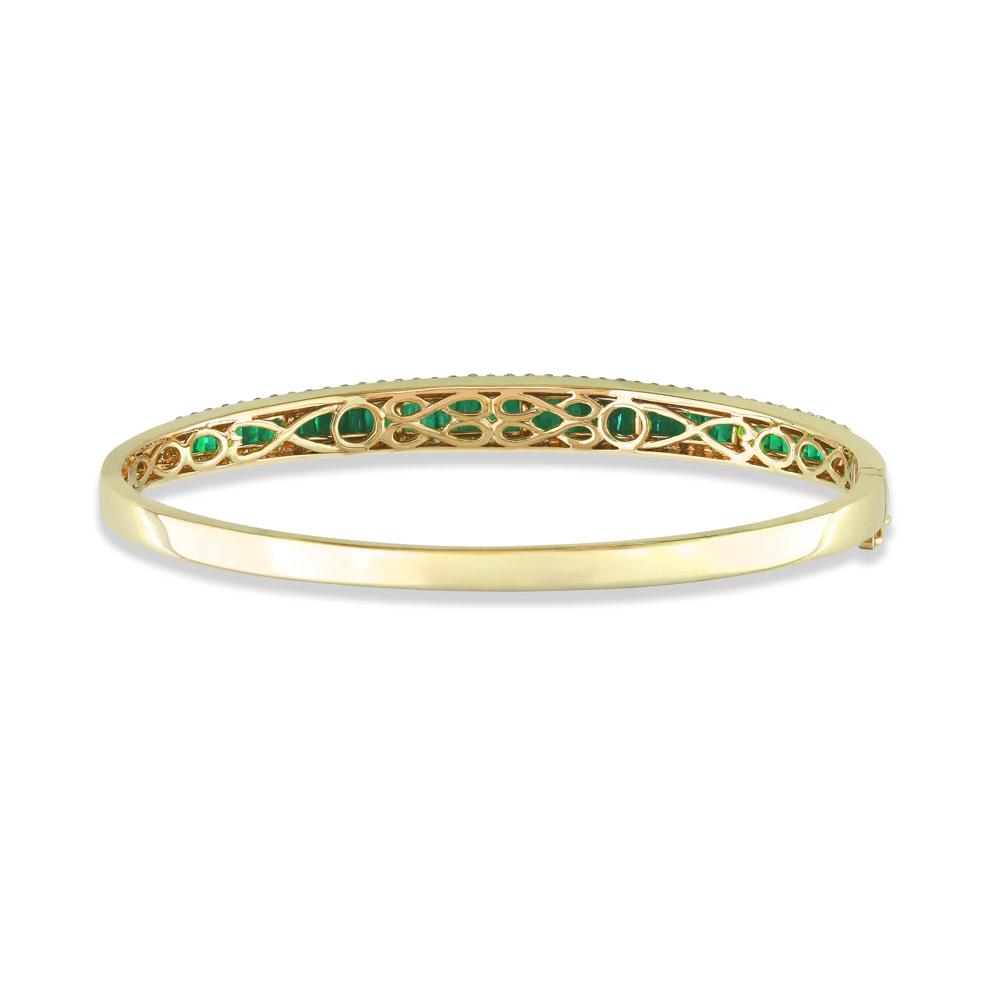 Emerald &amp; Diamond Bangle Bracelet in 14K Yellow Gold (1 1/4 ct. tw.) – Image 2 of 2