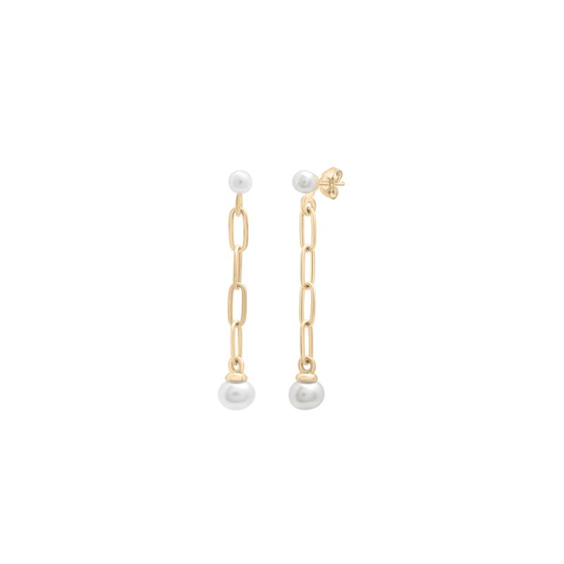 Pearl and Paperclip Link Earrings in Vermeil – Image 1 of 6