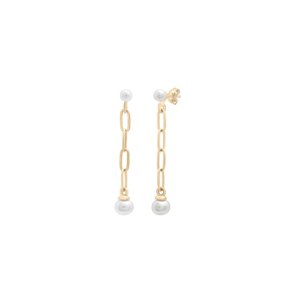 Pearl and Paperclip Link Earrings in Vermeil – Image 1 of 6