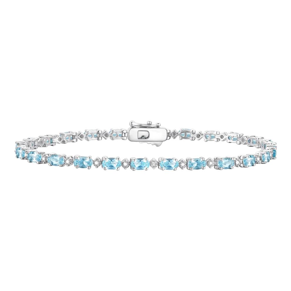 Blue Topaz &amp; Diamond Bracelet in Sterling Silver – Image 1 of 1