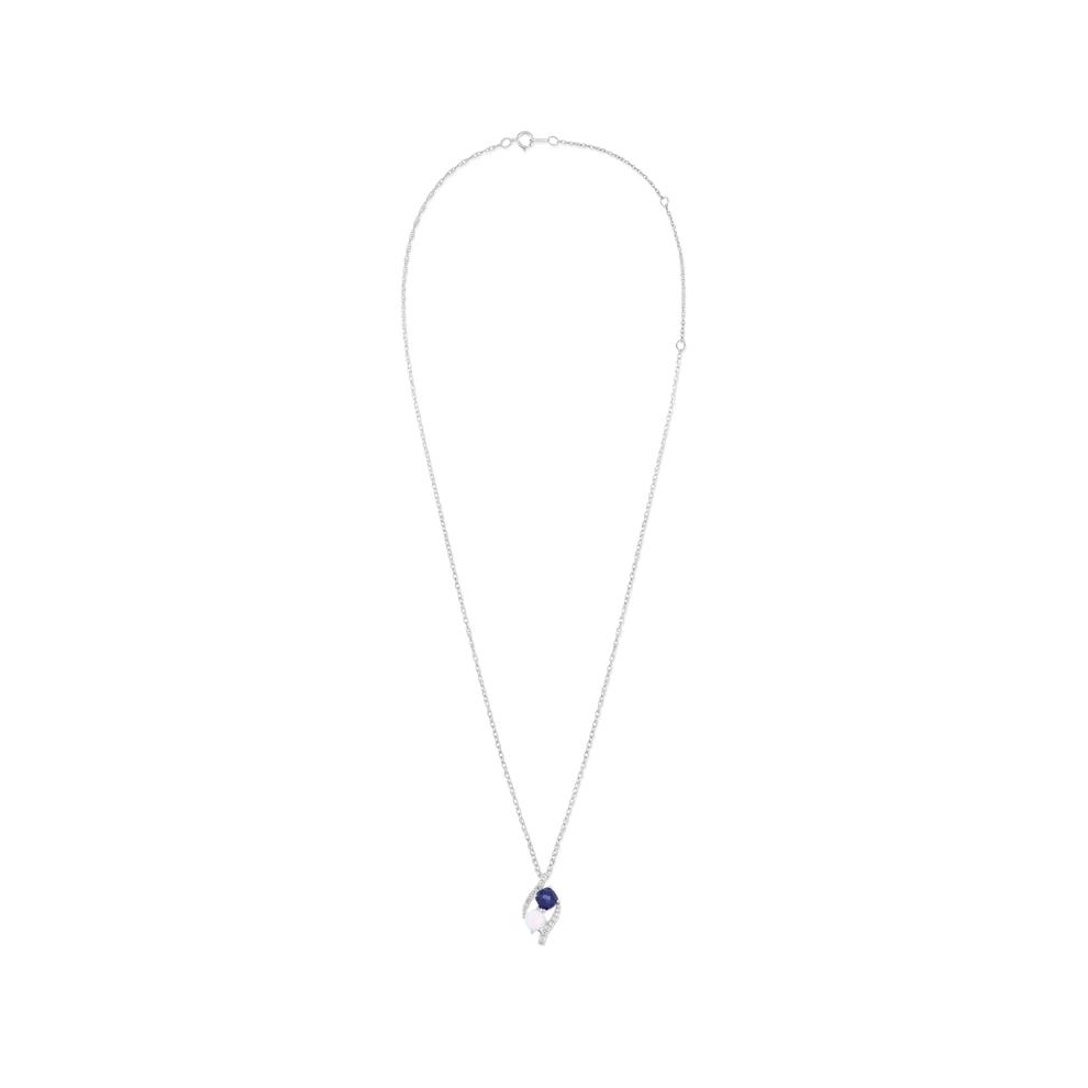 Lab-Created Blue Sapphire, Lab-Created Opal &amp; Lab-Created White Sapphire Pendant Necklace in Sterling Silver – Image 3 of 4