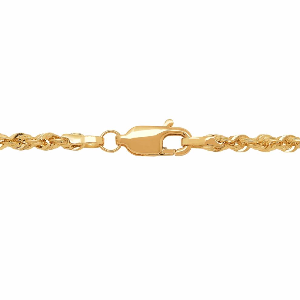 Polished Hollow Rope Chain in 14K Yellow Gold, 18" – Image 3 of 3