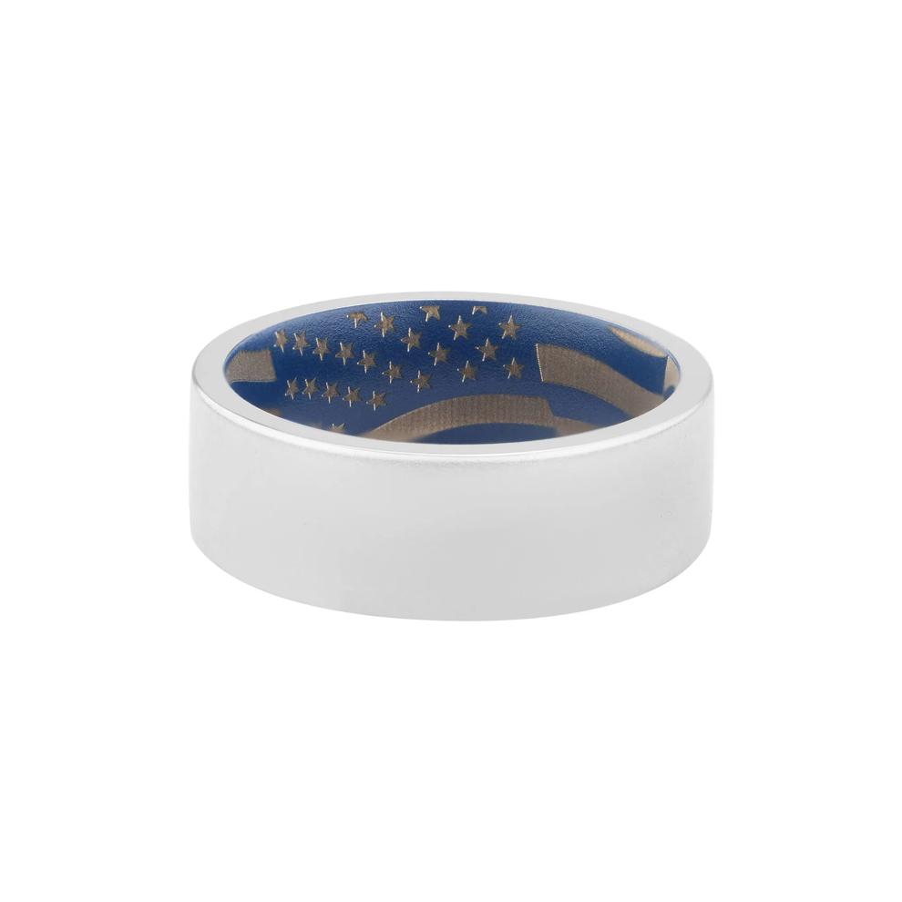 Men's Band with American Flag Engraving in Cobalt Chrome, 8MM – Image 1 of 3
