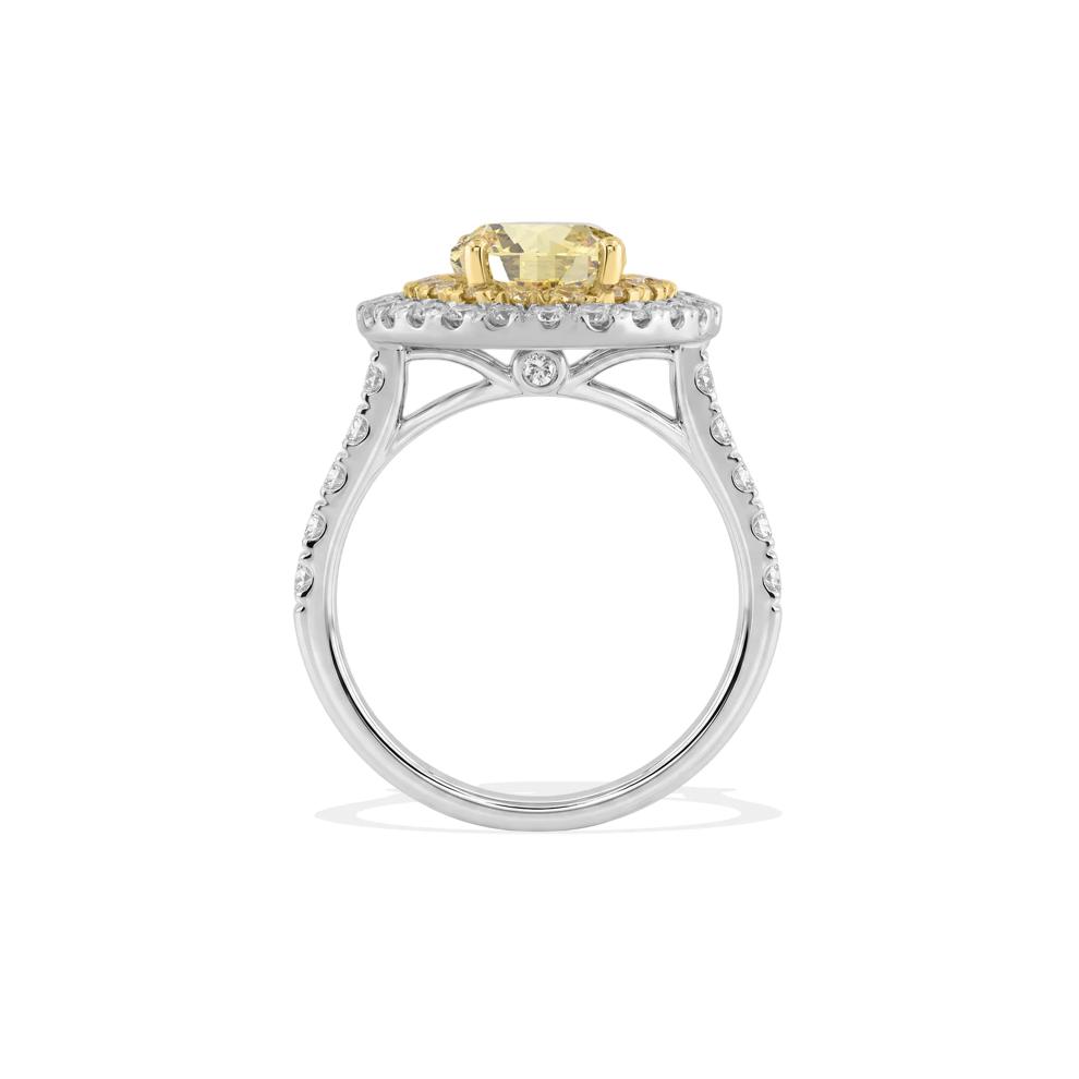 Lab Grown Diamond Yellow Oval Center Halo Engagement Ring in 14K White Gold (4 1/4 ct. tw.) – Image 2 of 4