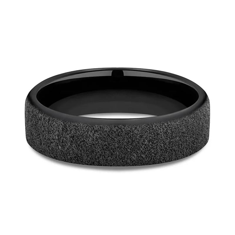 Men&#39;s Concrete Pattern Band in Black Titanium, 6.5MM – Image 1 of 3