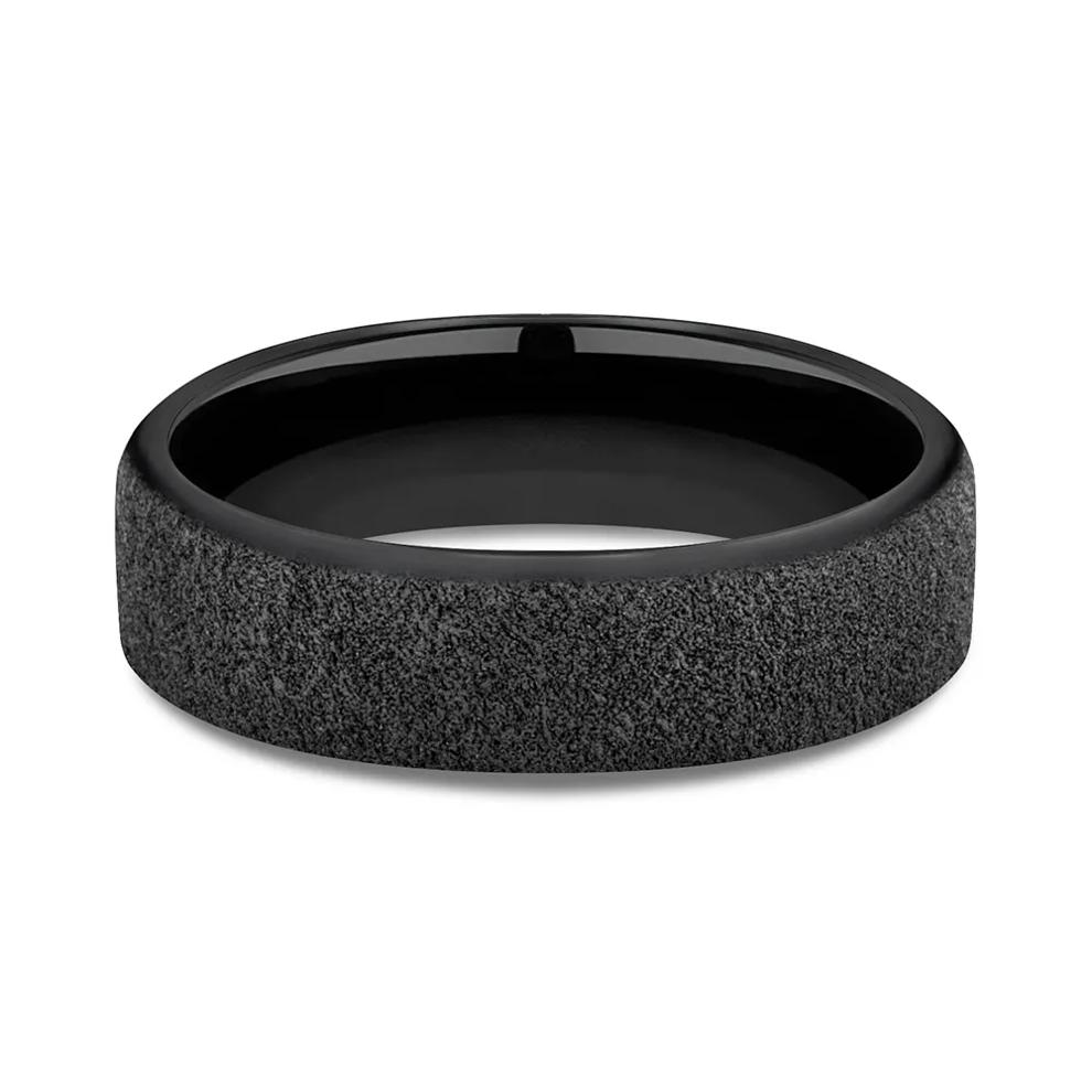 Men's Concrete Pattern Band in Black Titanium, 6.5MM – Image 1 of 3