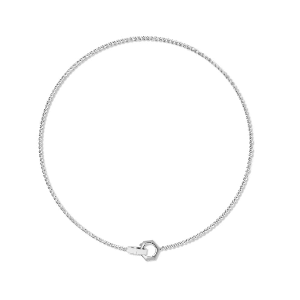 Men's Black &amp; White Lab Grown Diamond Hex Nut Curb Link Necklace in Sterling Silver, 20" (3/4 ct. tw.) – Image 3 of 4