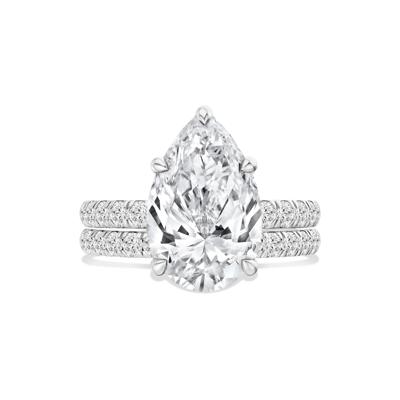 Lab Grown Diamond Pear-Shaped Bridal Set in 14K White Gold (5 ct. tw.)