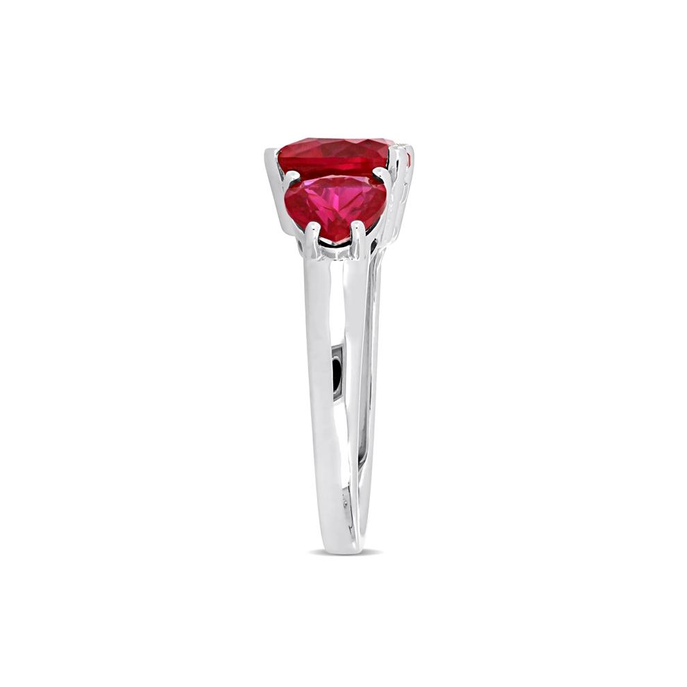 Lab-Created Ruby Heart Ring in Sterling Silver – Image 3 of 6