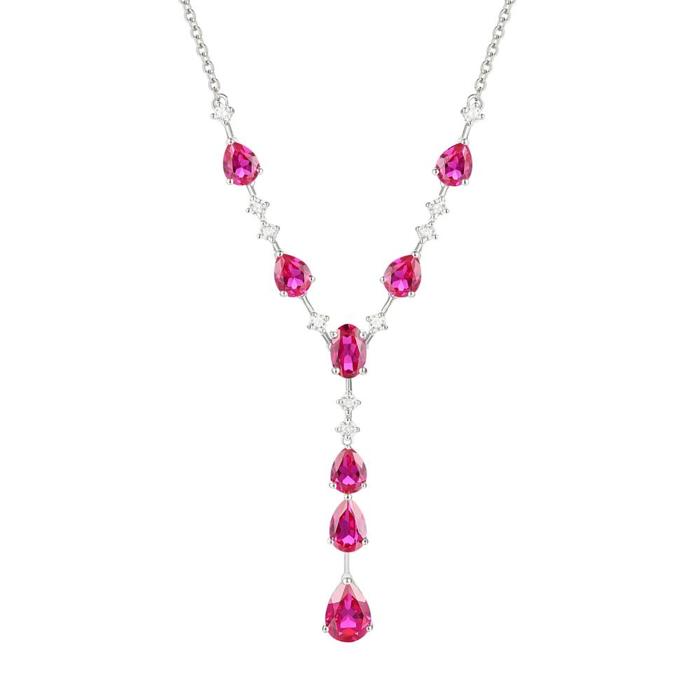 Lab-Created Ruby and Lab-Created White Sapphire Y-Necklace in Sterling Silver – Image 1 of 3