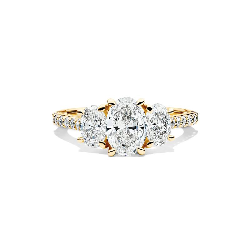 Lab Grown Diamond Three Stone Oval Engagement Ring in 14K Yellow Gold &#40;2 ct. tw.&#41; – Image 1 of 4