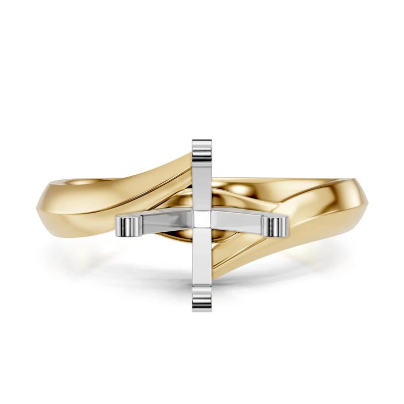 Bypass Semi-Mount Engagement Ring in 14K Yellow and White Gold &#40;Setting Only&#41; – Image 2 of 6