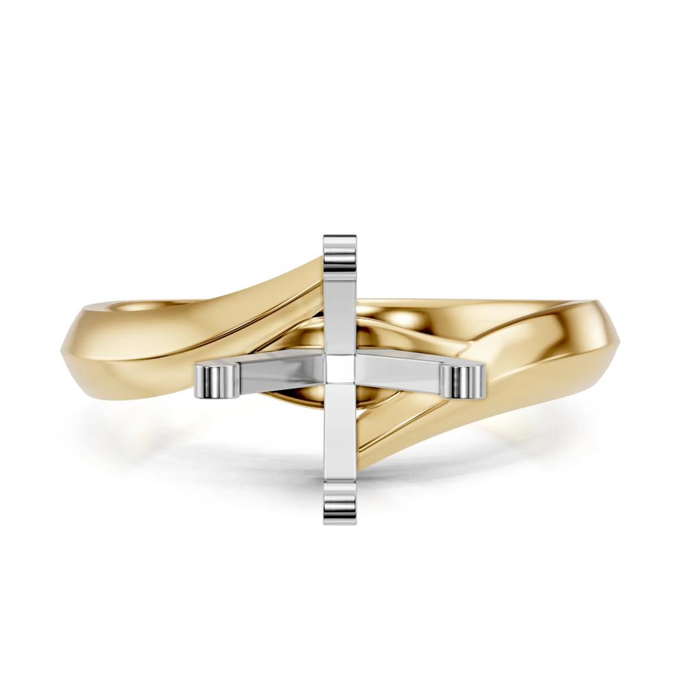 Bypass Semi-Mount Engagement Ring in 14K Yellow and White Gold (Setting Only) – Image 2 of 6