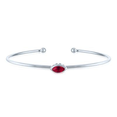 Lab-Created Marquise Ruby Cuff Bangle Bracelet in Sterling Silver