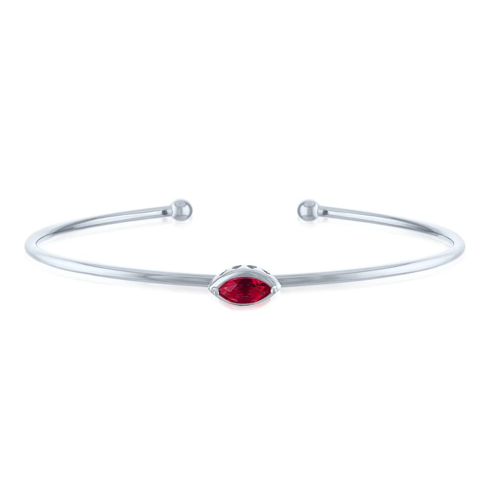 Lab-Created Marquise Ruby Cuff Bangle Bracelet in Sterling Silver – Image 1 of 2