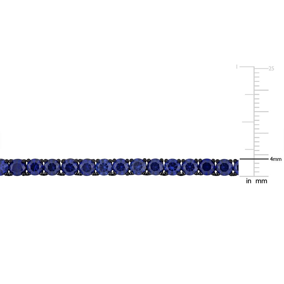 Lab-Created Blue Sapphire Tennis Necklace in Black Rhodium Plated Sterling Silver – Image 3 of 4