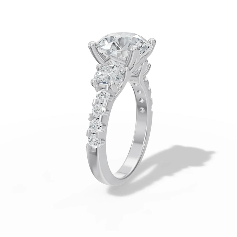 Lab Grown Diamond Round Center Three-Stone Ring in 14K White Gold (5 ct. tw.) – Image 3 of 4