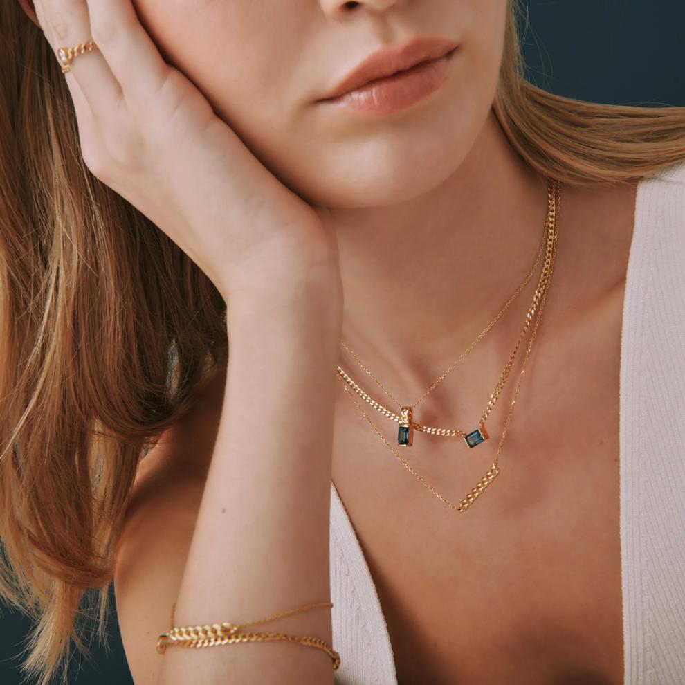 London Blue Topaz Curb Link Pendant in Vermeil – Image 5 of 6