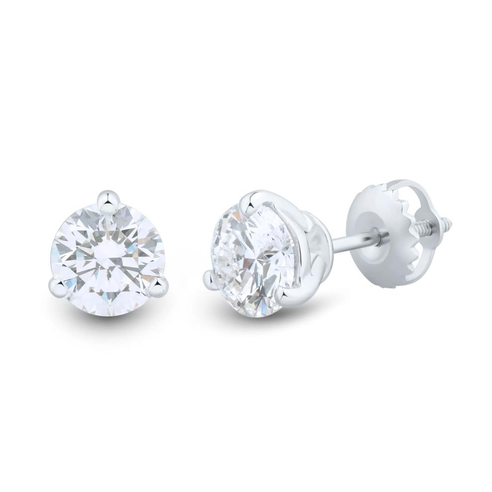 Lab Grown Diamond Martini Stud Earrings in 14K White Gold (1 1/2 ct. tw.)  – Image 1 of 3