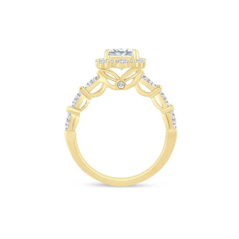 Lab Grown Diamond Emerald-Cut Halo Engagement Ring in 14K Yellow Gold &#40;2 3/4 ct. tw.&#41; – Image 2 of 3