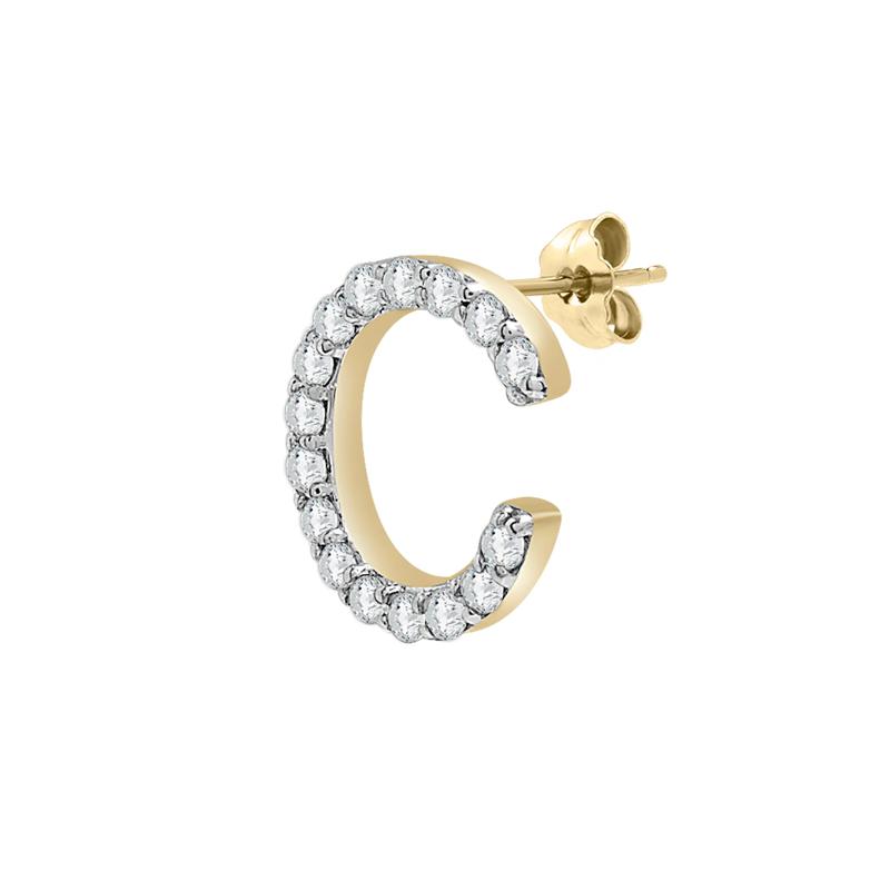 Single-Letter Stud Earring &ldquo;C&rdquo; with Diamond Accents in 10K Yellow Gold – Image 2 of 2