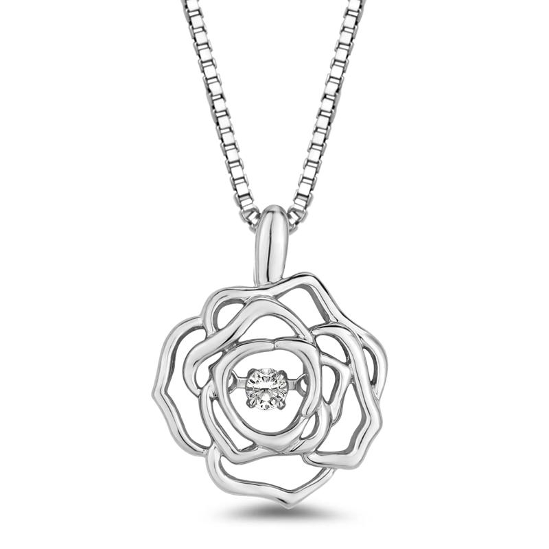 Belle Diamond Accent Rose Pendant in Sterling Silver – Image 1 of 2