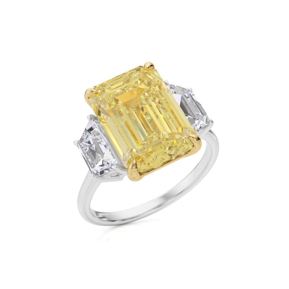 Lab Grown Diamond Yellow Emerald-Cut Center Engagement Ring in Platinum and 18K Yellow Gold (6 1/4 ct. tw.) – Image 5 of 5
