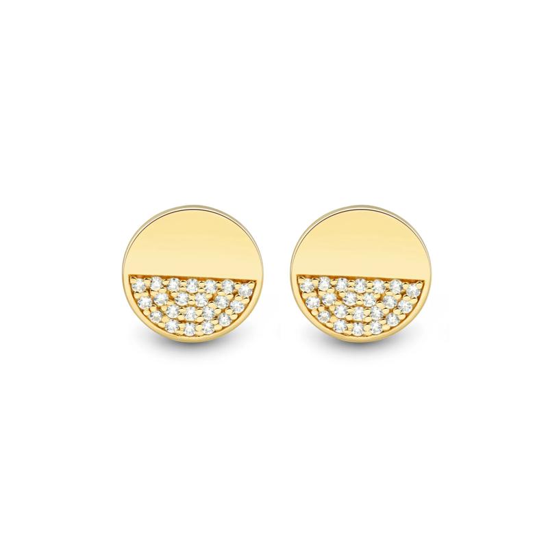Lab Grown Diamond Pav&eacute; Disc Studs in Vermeil – Image 2 of 2