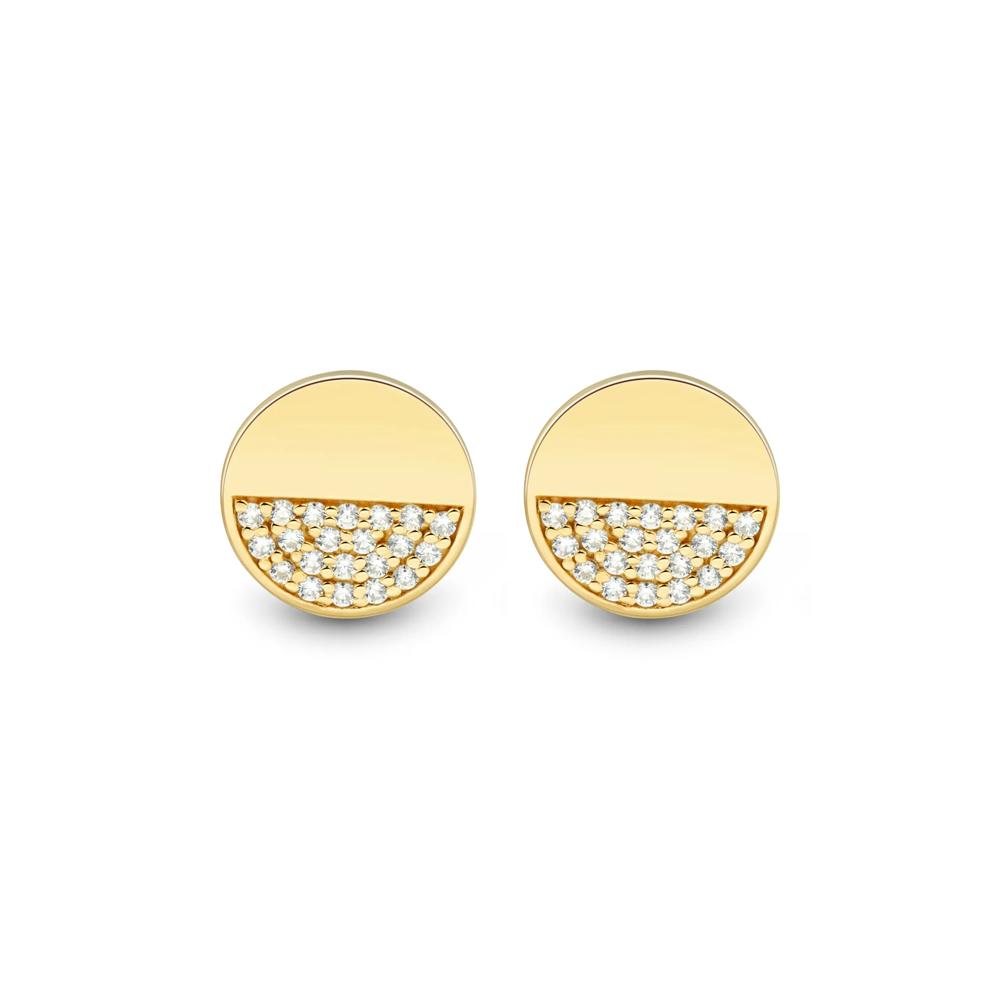 Lab Grown Diamond Pav&eacute; Disc Studs in Vermeil – Image 2 of 2