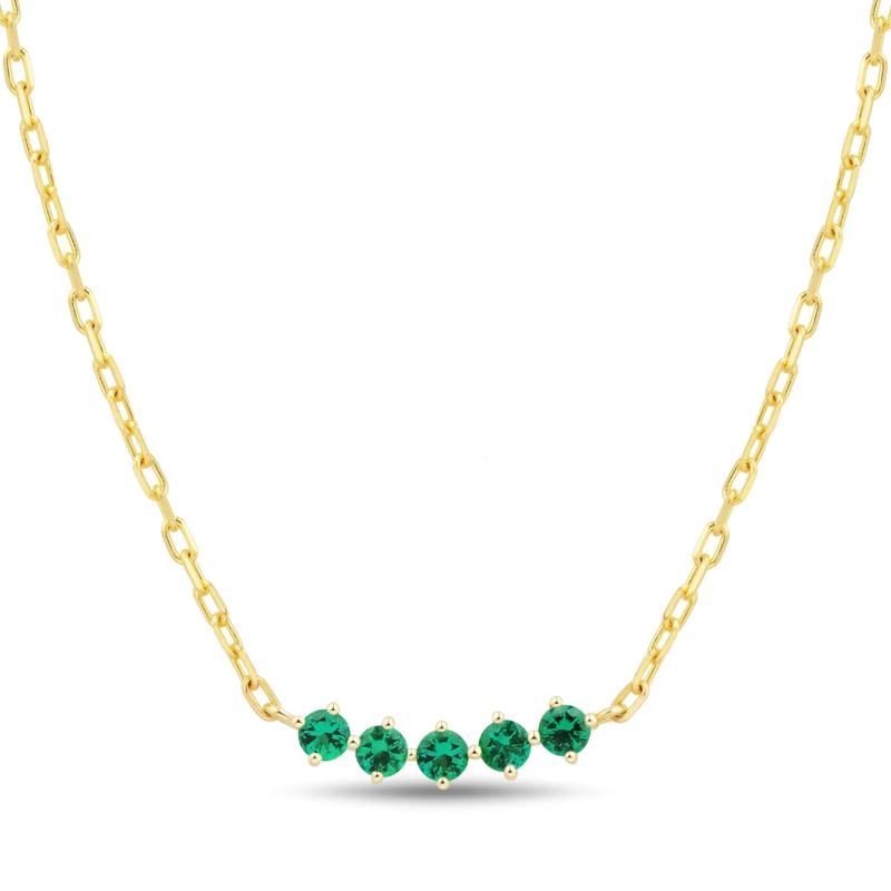 Emerald Five-Stone Necklace in 10K Yellow Gold – Image 1 of 3